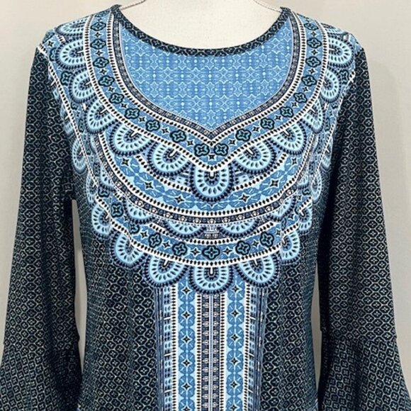 Cabana Life Santorini Peplum Sleeve Blue Dress UPF 50 Women's Size XL - Picture 3 of 6